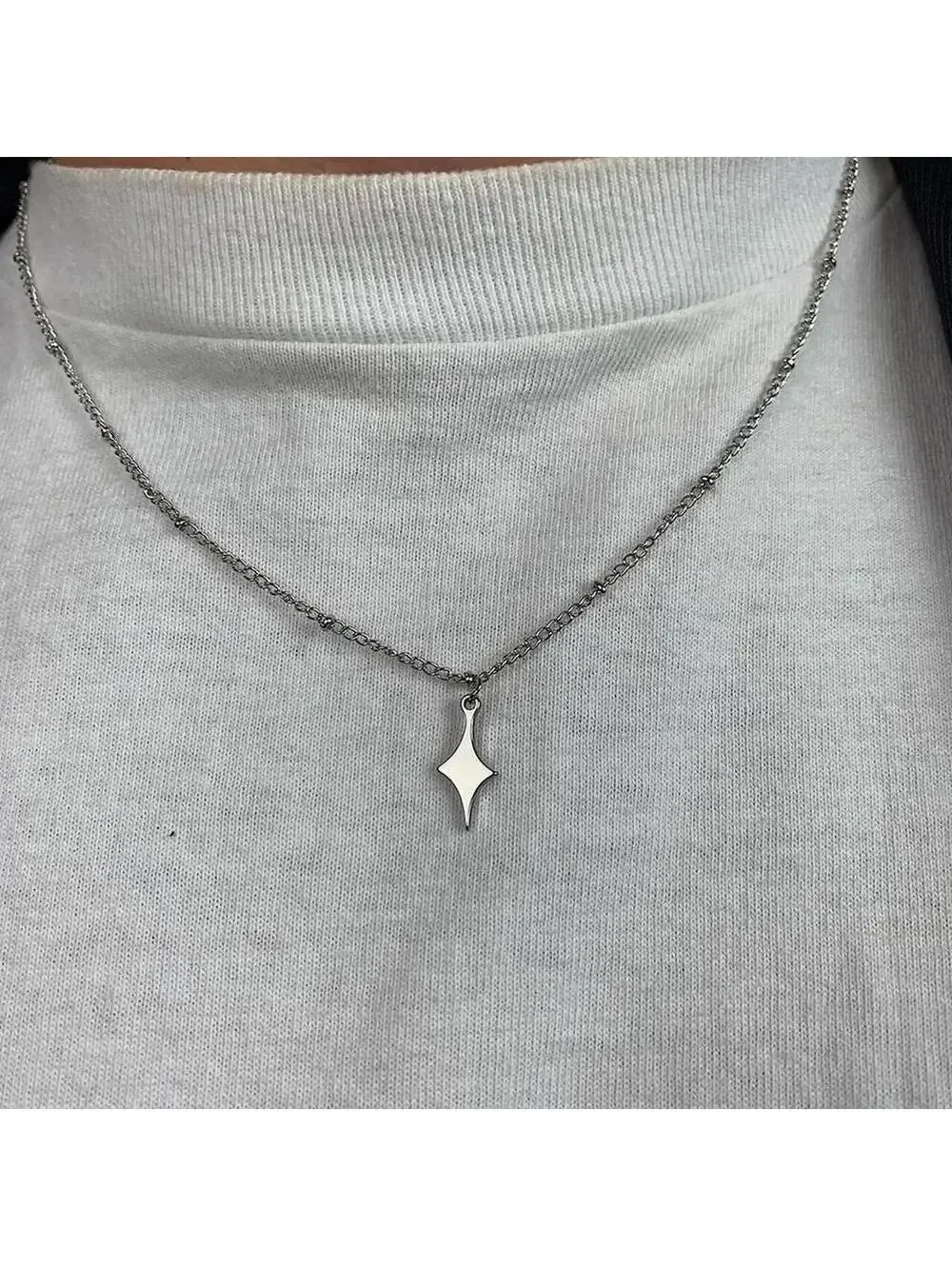 Y2K Silver Star Chain Necklace